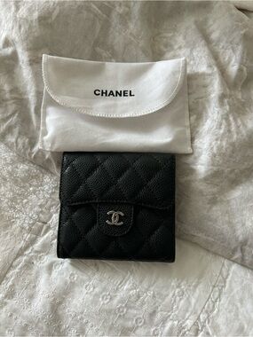 Source Unknown Black Quilted Wallet with Silver Logo